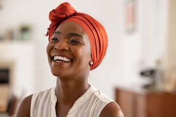 woman smiling showing teeth